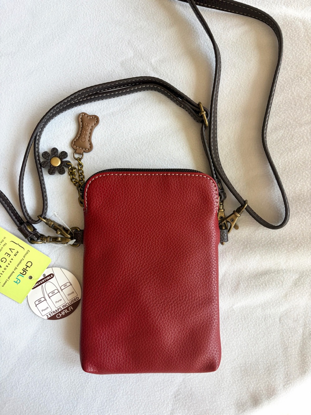 Chala NWT Crossbody Phone Pouch/wallet, White Westie, charms, 7x5 - Picture 5 of 11